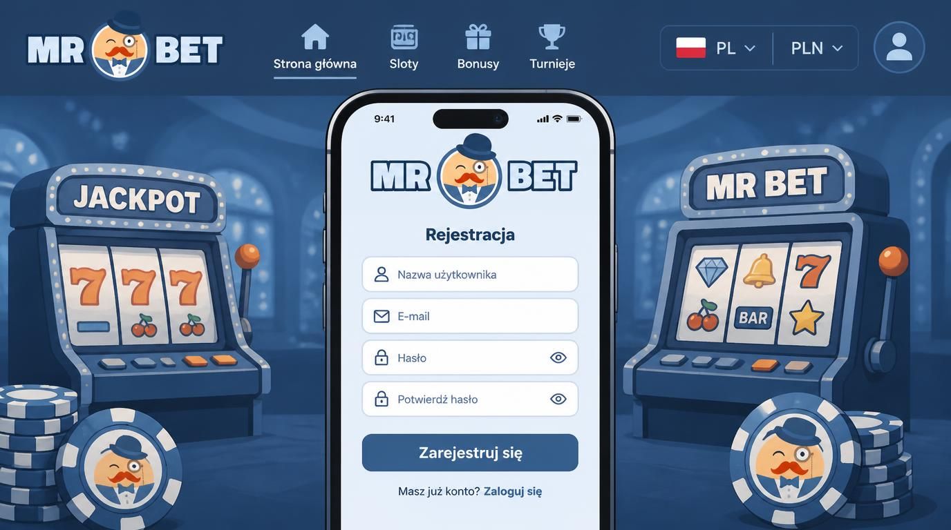 formularz rejestracji Mr Bet Casino widoczny na ekranie telefonu z polskimi elementami